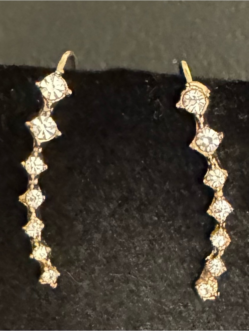 Petite Gold Tone and Clear Crystal Linear Drop Earrings